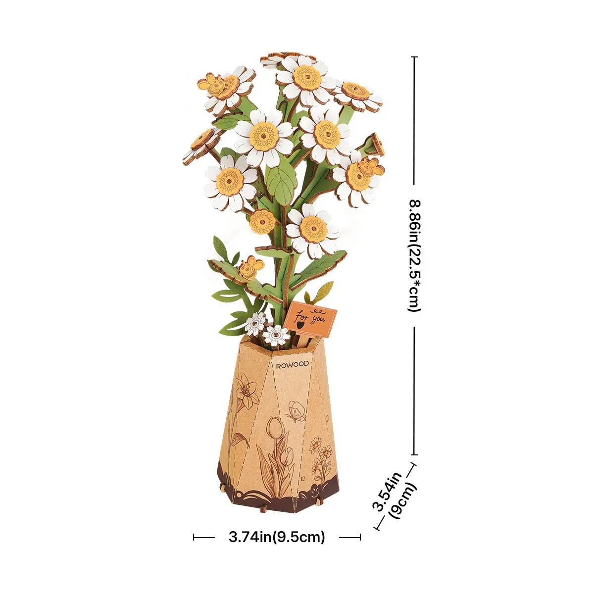 Rowood Chamomile DIY Wooden Flower 3D Puzzle Toys Quiz