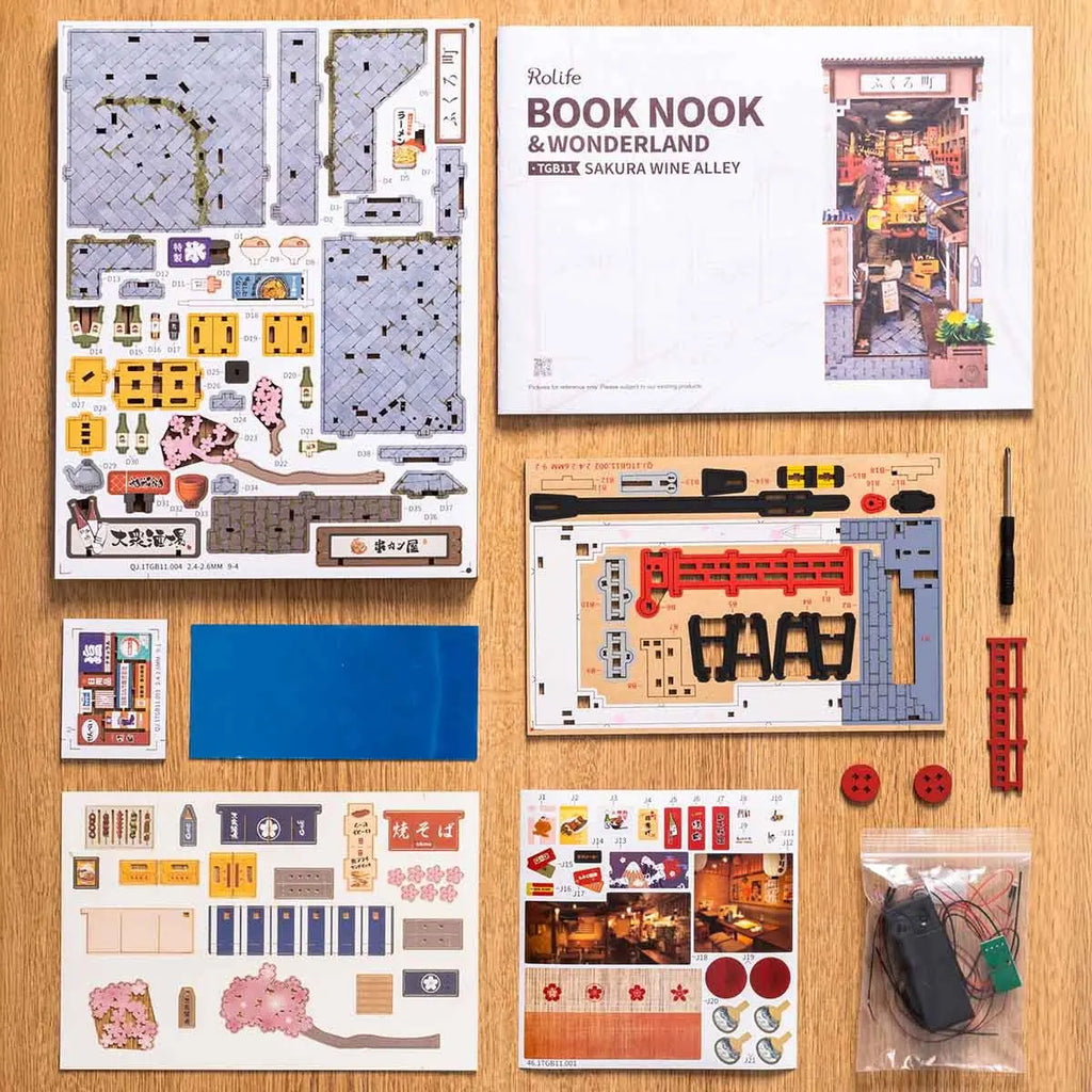 Rolife Sakura Wine Alley DIY Book Nook Shelf Insert Toys Quiz