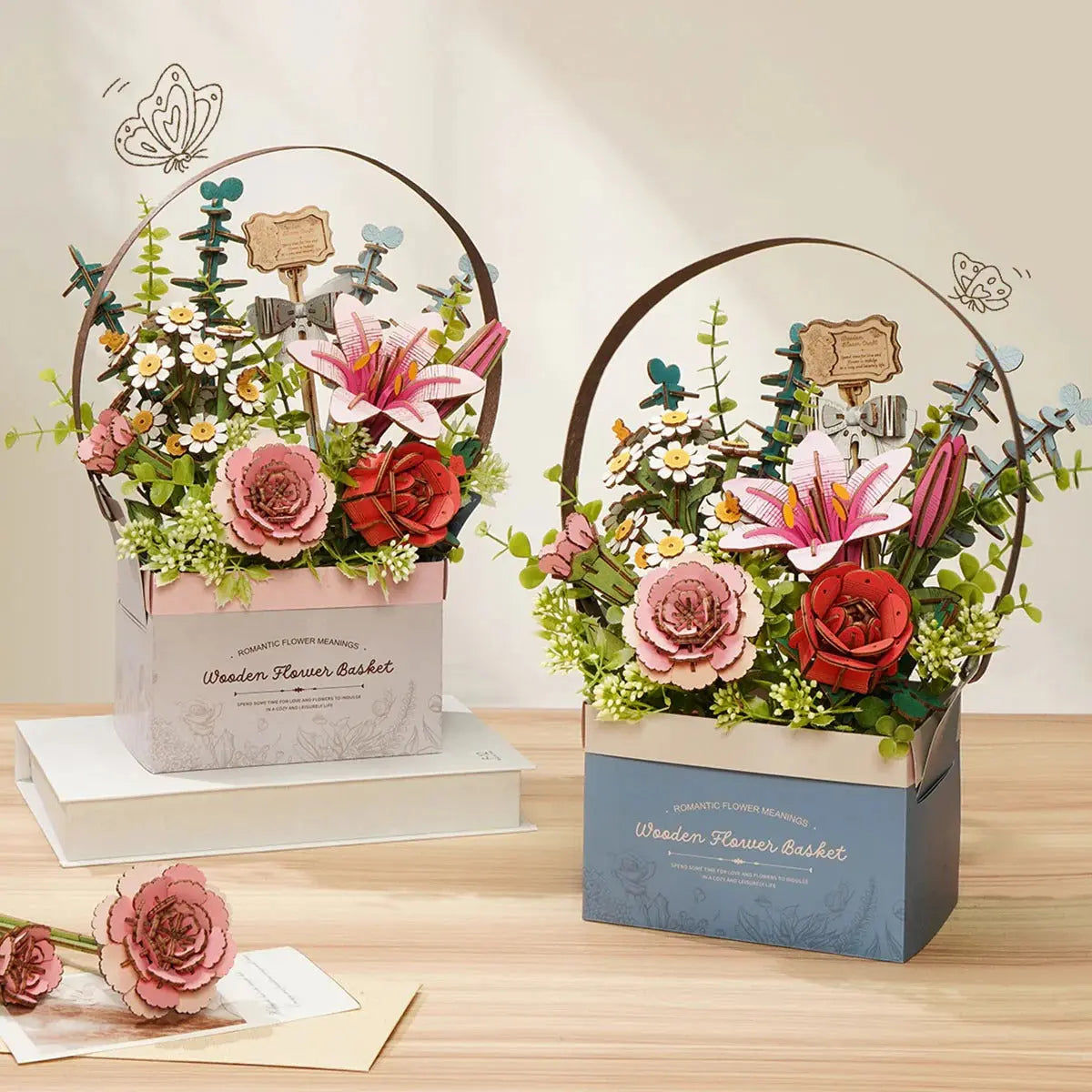 Rowood Wooden Flower Basket DIY 3D Puzzle Toys Quiz