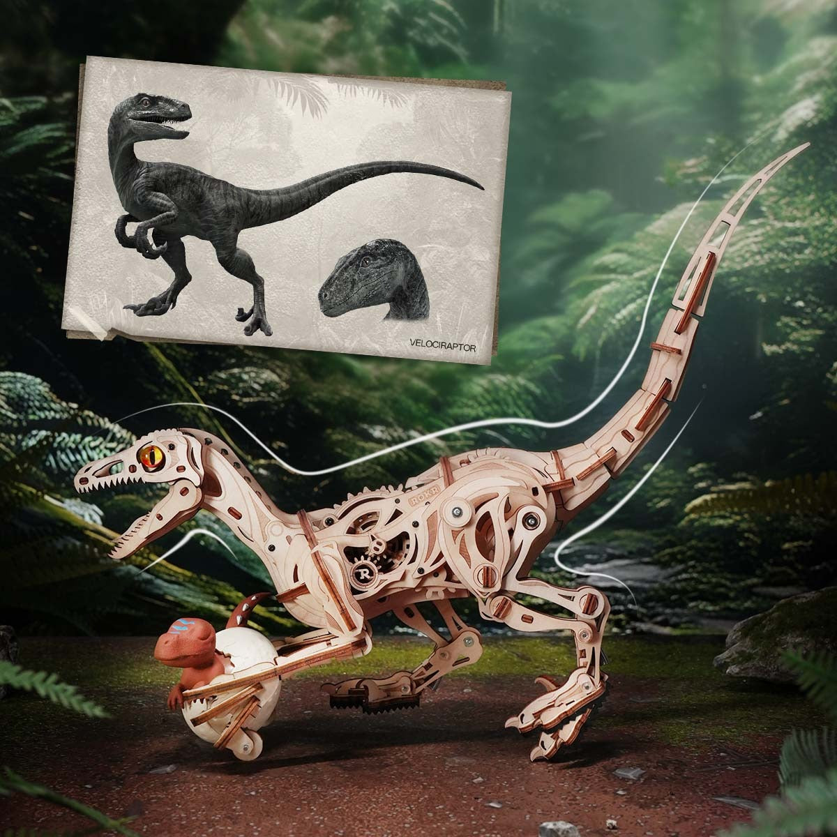 ROKR Velociraptor Mechanical 3D Wooden Puzzle