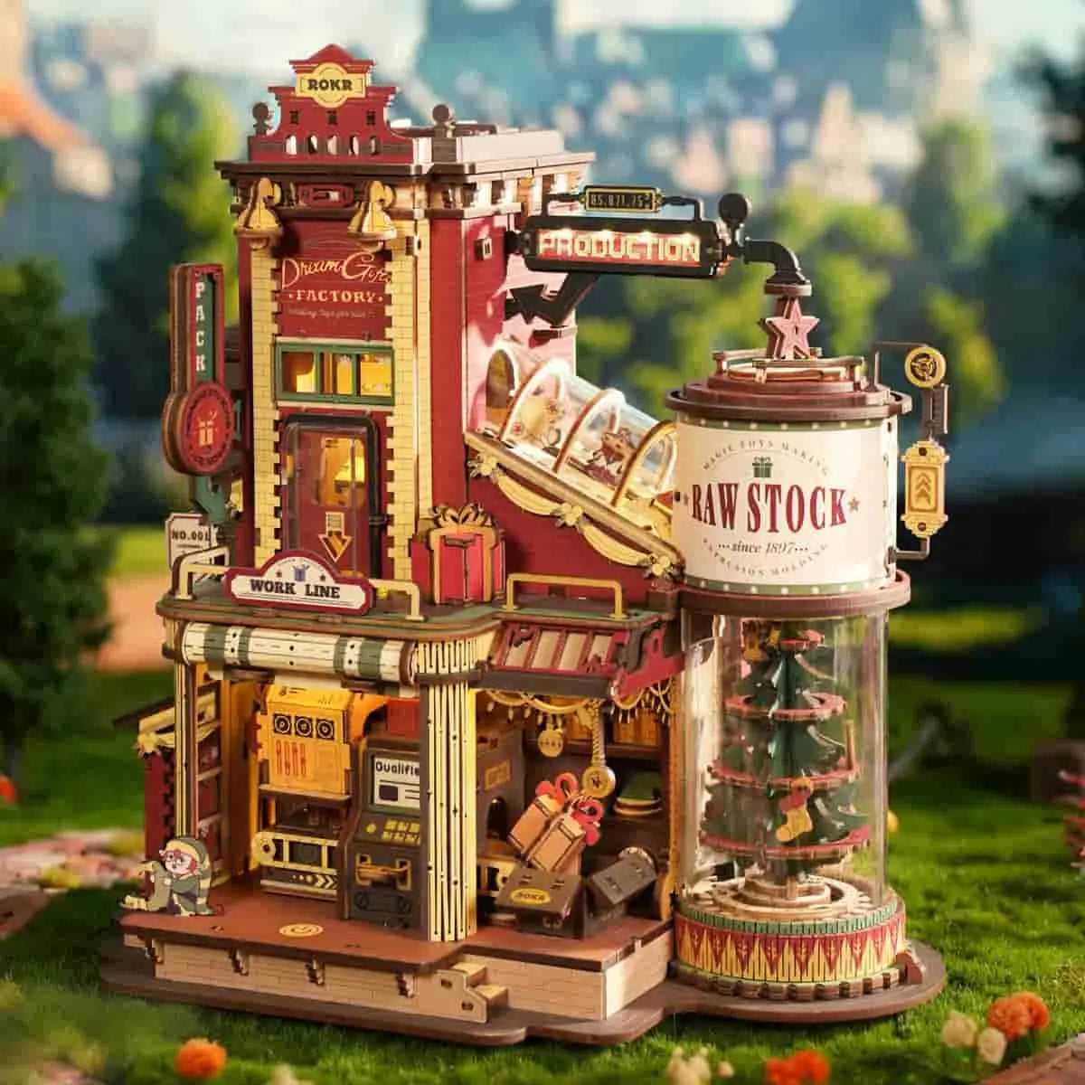 ROKR Christmas Dream Gift Factory Wooden Music Box Toys Quiz