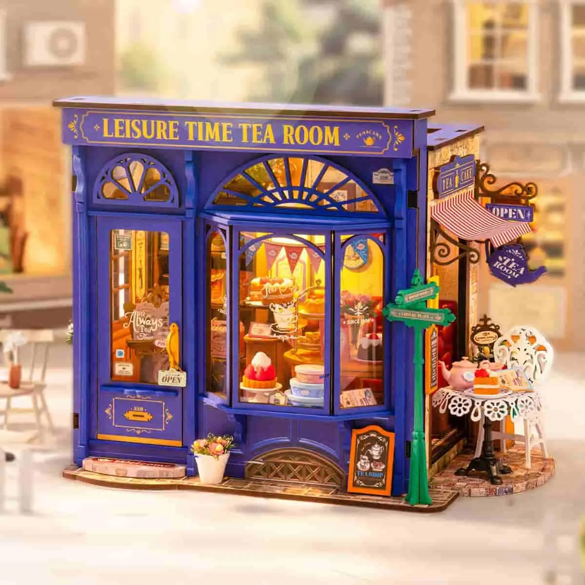 Rolife Leisure Time Tea Room DIY Miniature House Toys Quiz