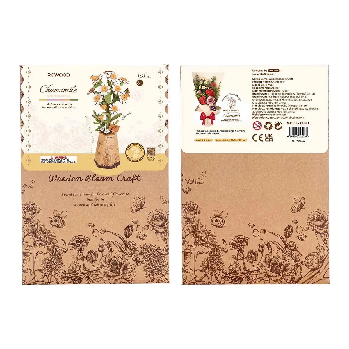 Rowood Chamomile DIY Wooden Flower 3D Puzzle Toys Quiz