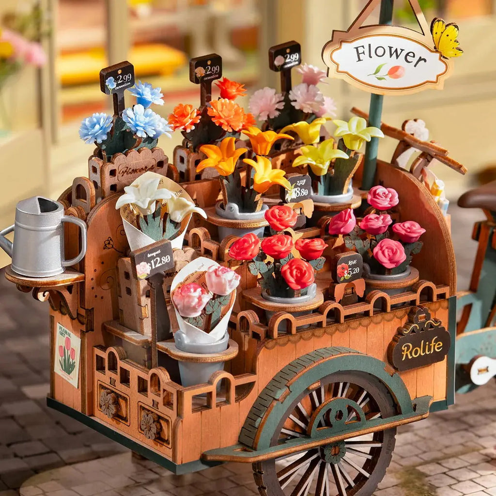 Rolife Blossom Cart 3D Wooden Puzzle Toys Quiz