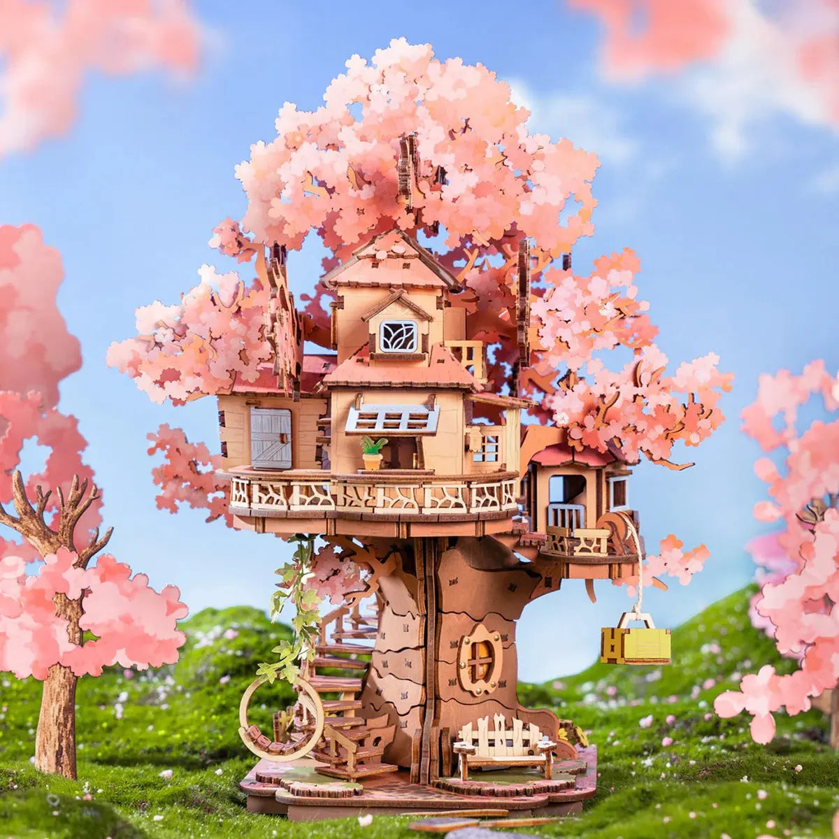 Rolife Sakura Tree House DIY Wooden 3D Puzzle Toys Quiz
