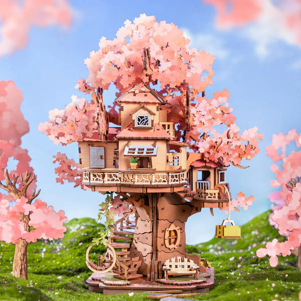 Rolife Sakura Tree House DIY Wooden 3D Puzzle Toys Quiz