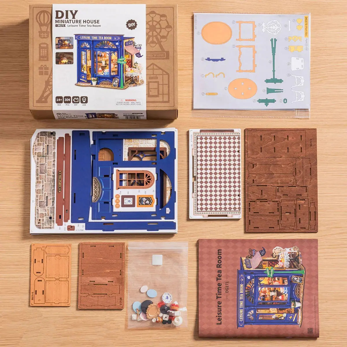 Rolife Leisure Time Tea Room DIY Miniature House Toys Quiz