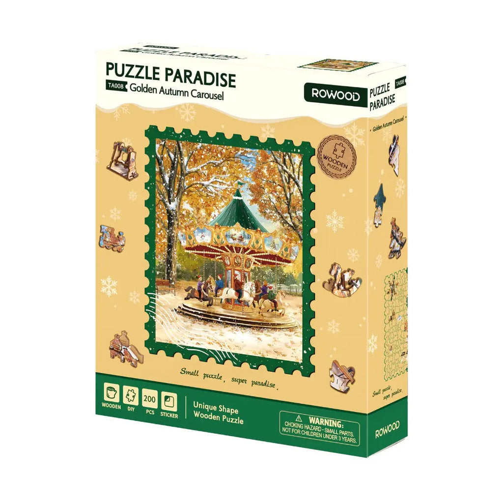 Rowood Golden Autumn Carousel Wooden Jigsaw Puzzle Toys Quiz