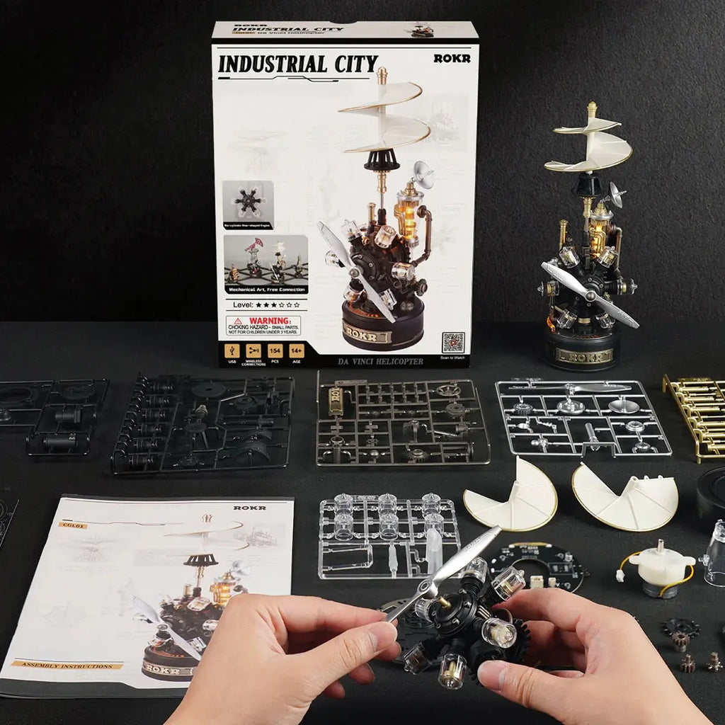 ROKR Leonardo da Vinci's Helicopter Mechanical 3D Puzzle Toys Quiz