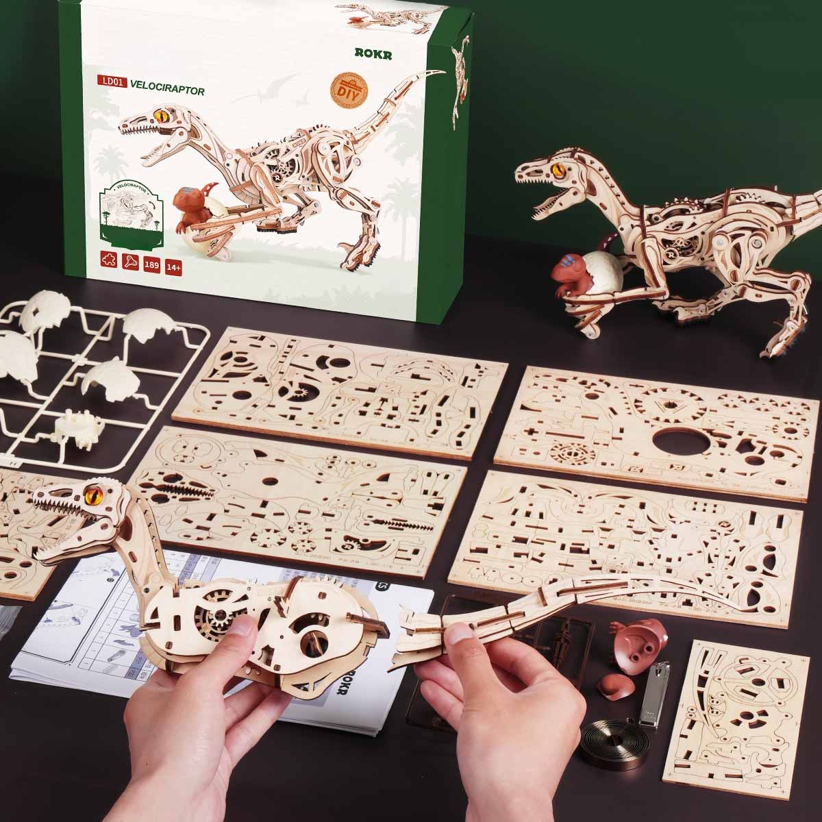 ROKR Velociraptor Mechanical 3D Wooden Puzzle
