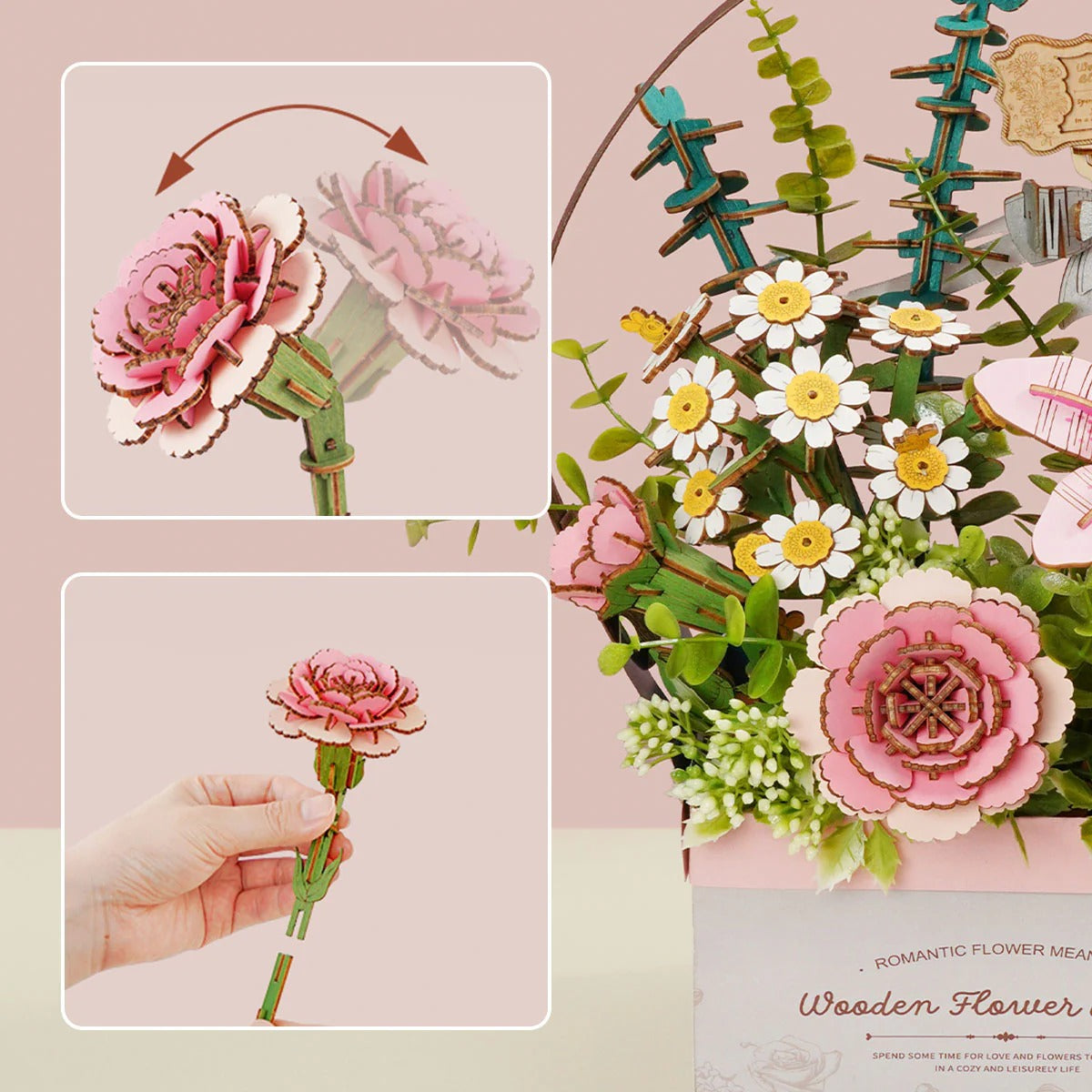 Rowood Wooden Flower Basket DIY 3D Puzzle