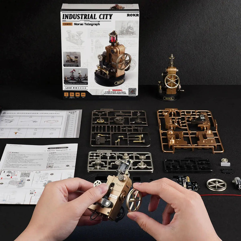 ROKR Morse Telegraph Mechanical 3D Puzzle Toys Quiz