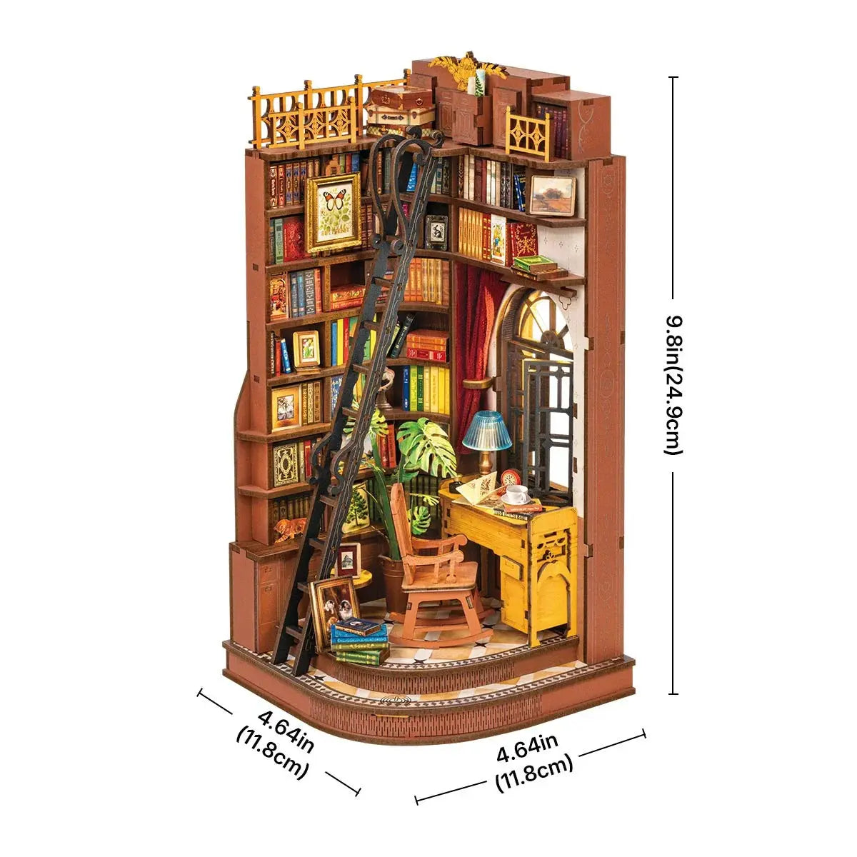 Rolife Silent Corner Study DIY Book Nook Shelf Insert Toys Quiz