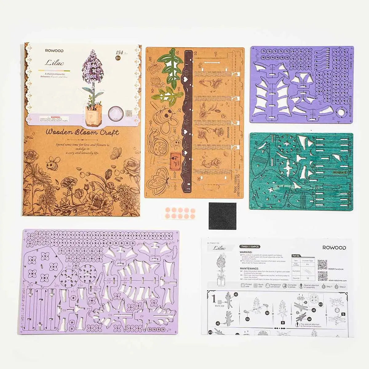 Rowood Lilac DIY Wooden Flower Toys Quiz