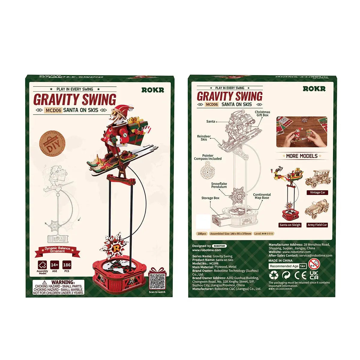 ROKR Santa on Skis Pendulum Balance Toy 3D Puzzle Toys Quiz