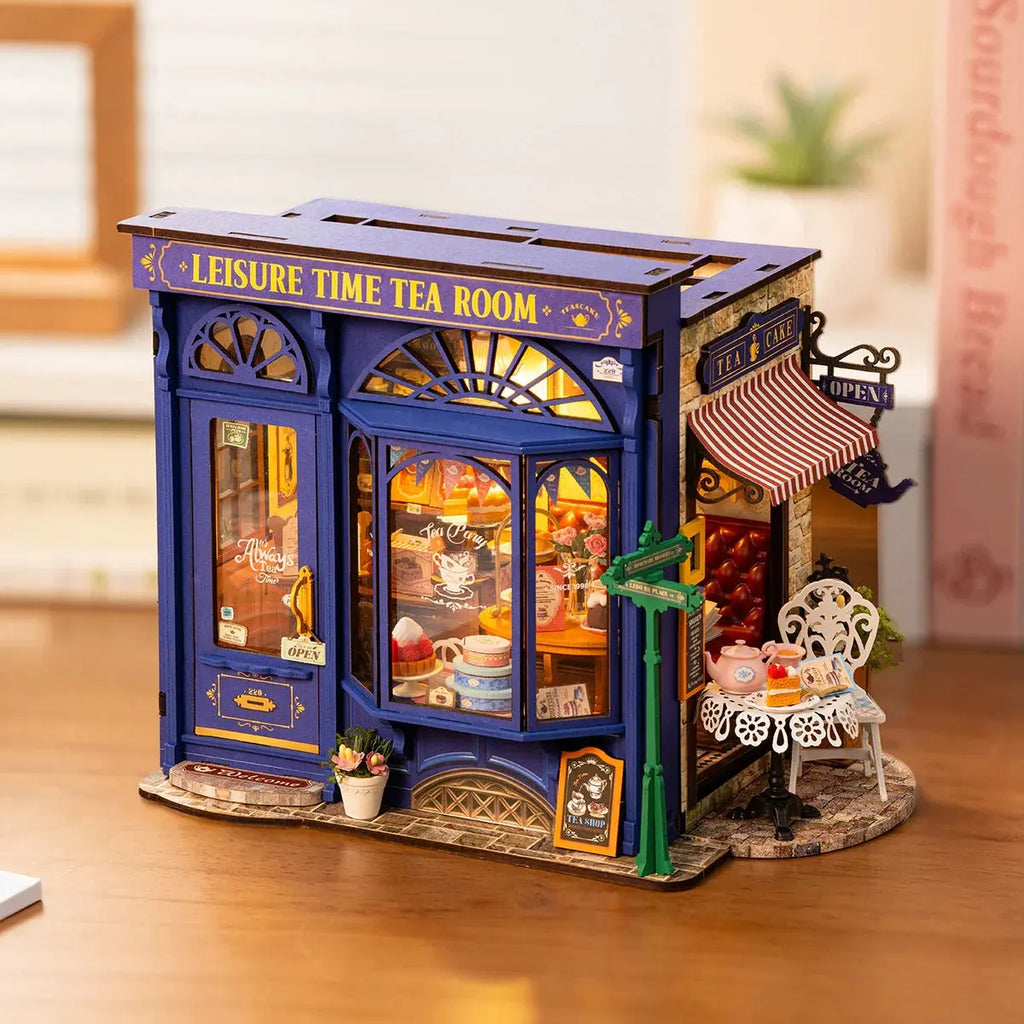 Rolife Leisure Time Tea Room DIY Miniature House Toys Quiz