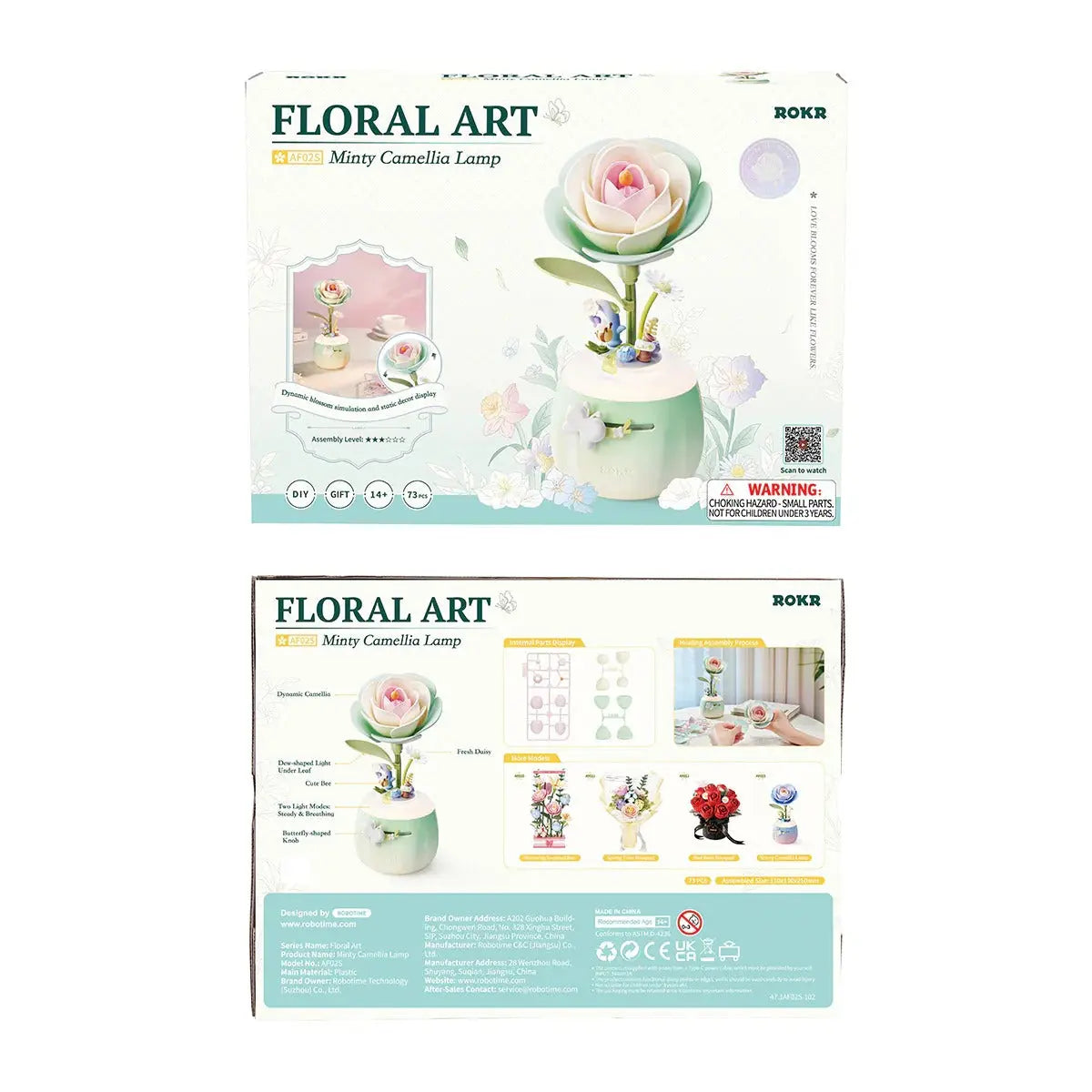 ROKR Minty Camellia Lamp DIY 3D Flower Night Light Toys Quiz