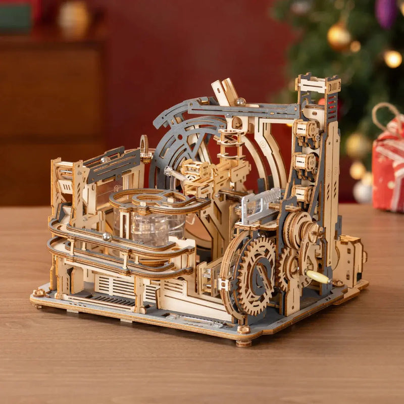 ROKR Marble Spaceport Marble Run 3D Wooden Puzzle Toys Quiz