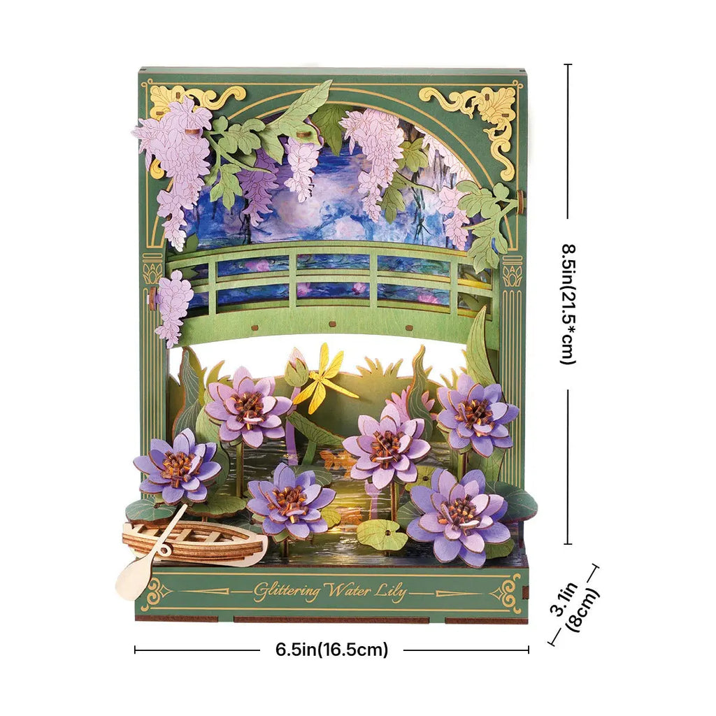 Rowood Glittering Water Lily Wall Art 3D Wooden Puzzle Toys Quiz