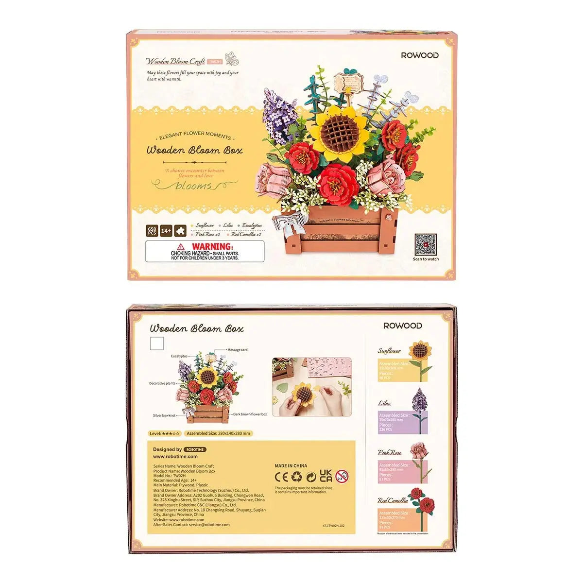 Rowood Wooden Bloom Box DIY 3D Puzzle Toys Quiz