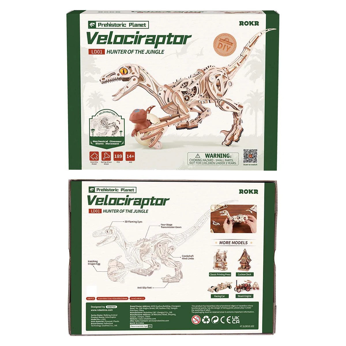 ROKR Velociraptor Mechanical 3D Wooden Puzzle