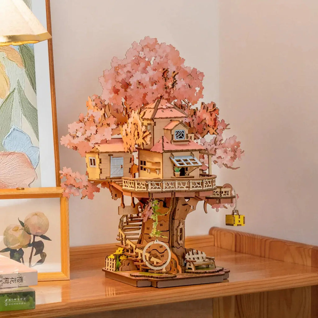 Rolife Sakura Tree House DIY Wooden 3D Puzzle Toys Quiz