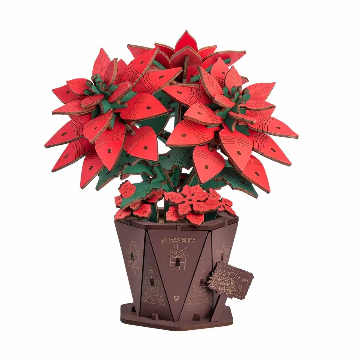 Rowood Poinsettia DIY Flower Bouquet 3D Wooden Puzzle Toys Quiz