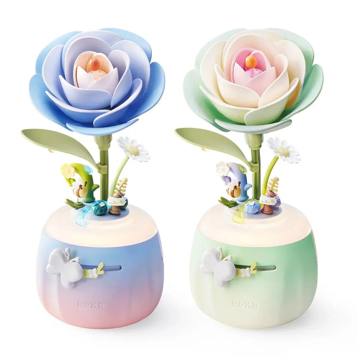 ROKR Minty Camellia Lamp DIY 3D Flower Night Light Toys Quiz