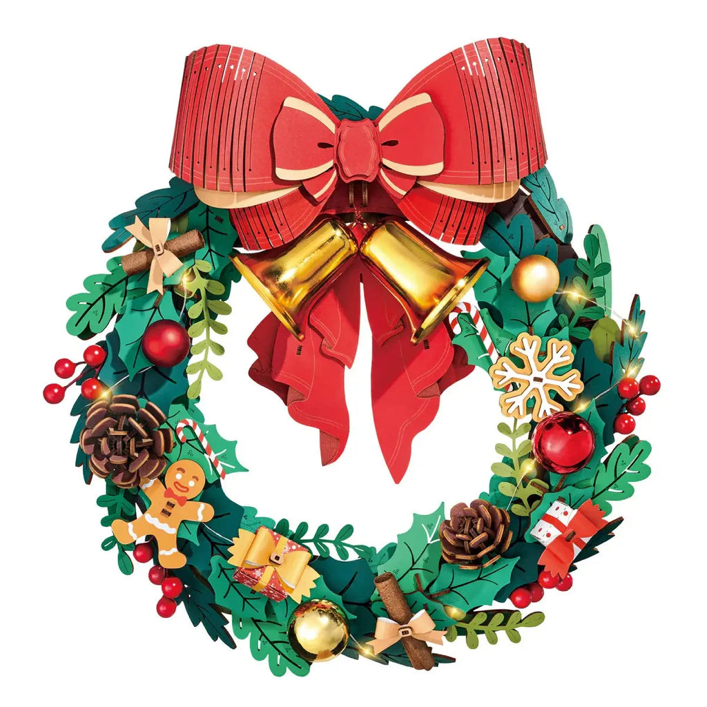 Rolife Christmas Wreath 3D Wooden Puzzle Toys Quiz