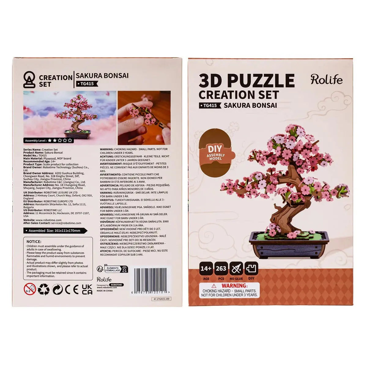 Rolife Sakura Bonsai DIY Wooden 3D Puzzle Toys Quiz