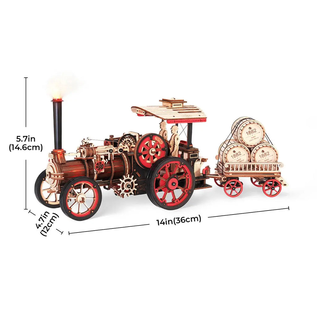 ROKR Steam Engine Mechanical 3D Wooden Puzzle (Battery powered) Toys Quiz