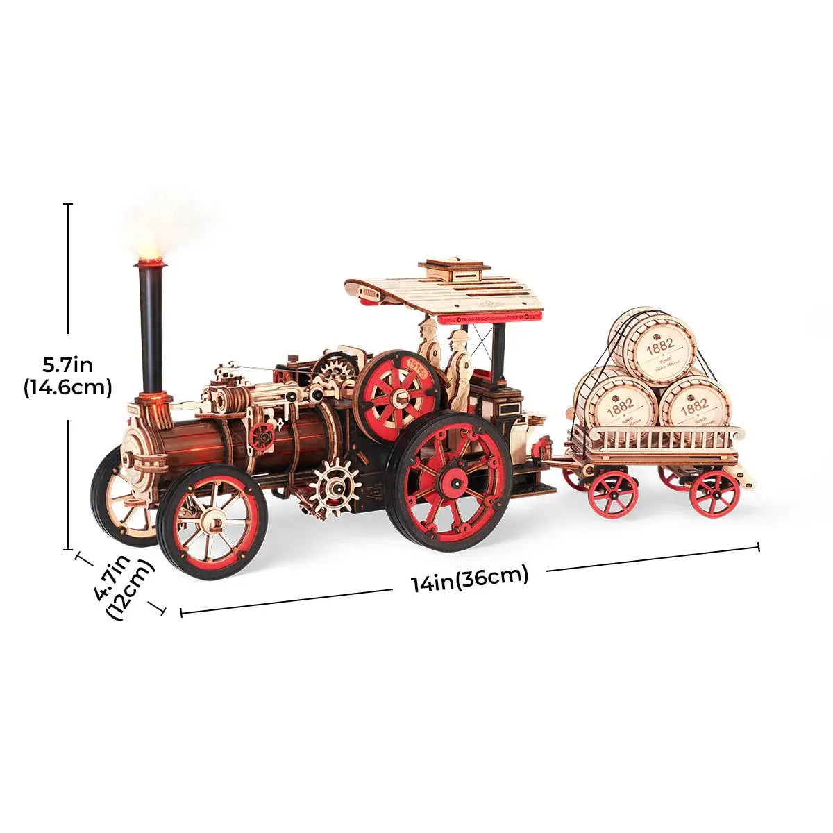 ROKR Steam Engine Mechanical 3D Wooden Puzzle (Battery powered) Toys Quiz