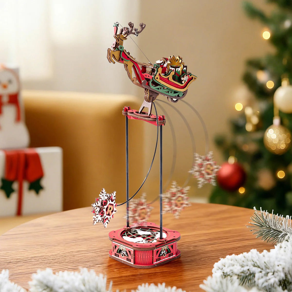 ROKR Santa on Sleigh Pendulum Balance Toy 3D Wooden Puzzle