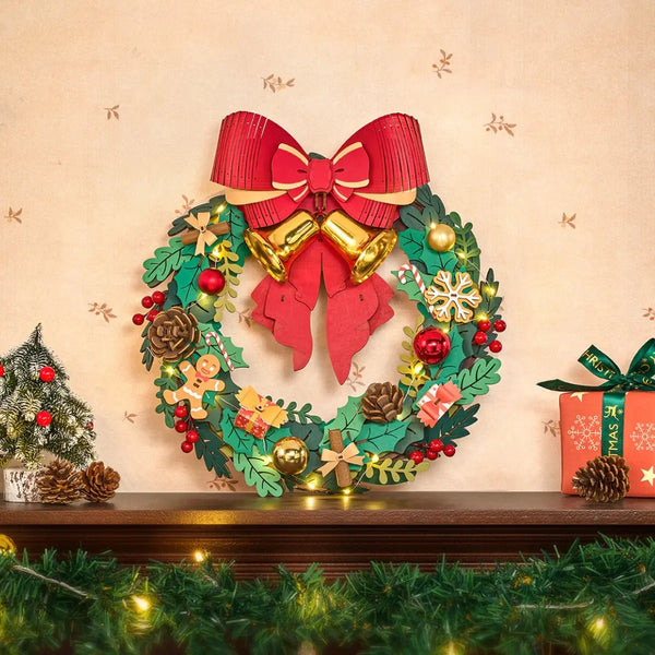 Rolife Christmas Wreath 3D Wooden Puzzle Toys Quiz
