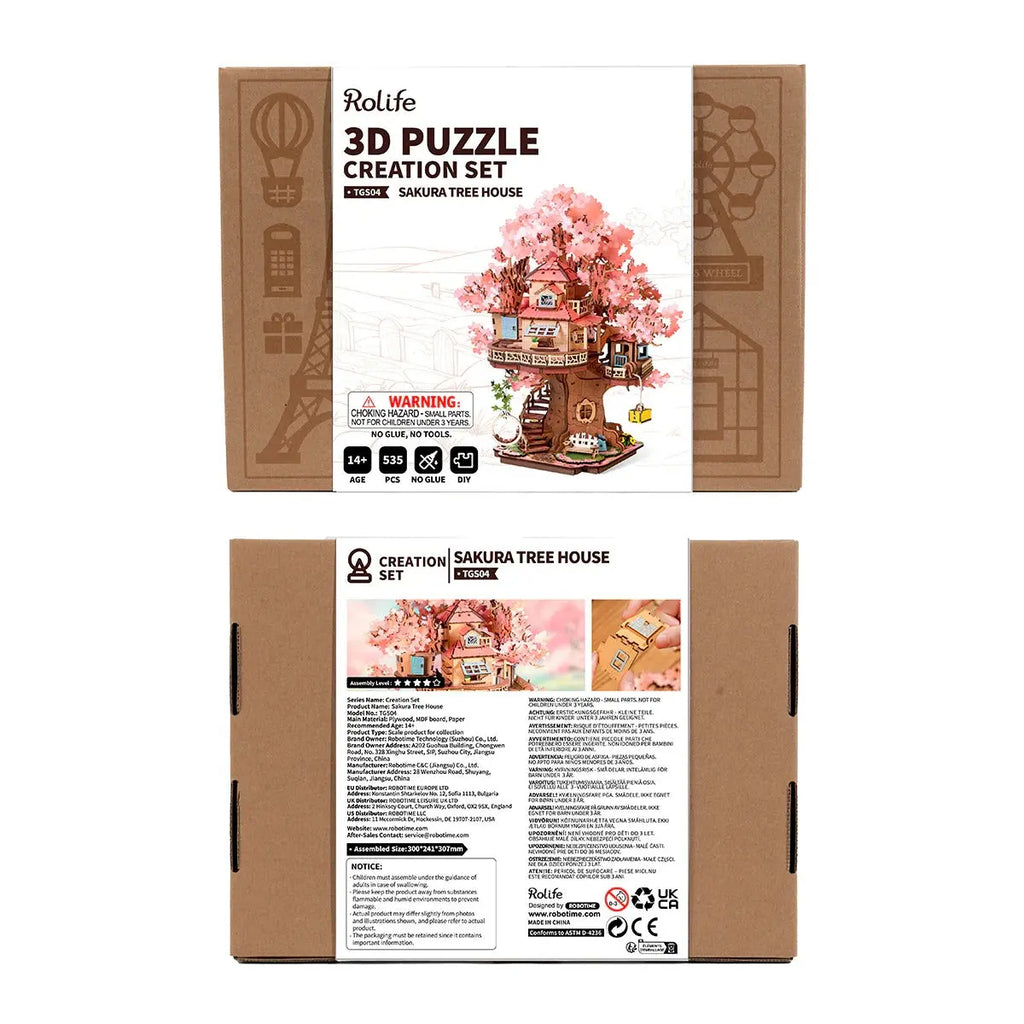 Rolife Sakura Tree House DIY Wooden 3D Puzzle Toys Quiz