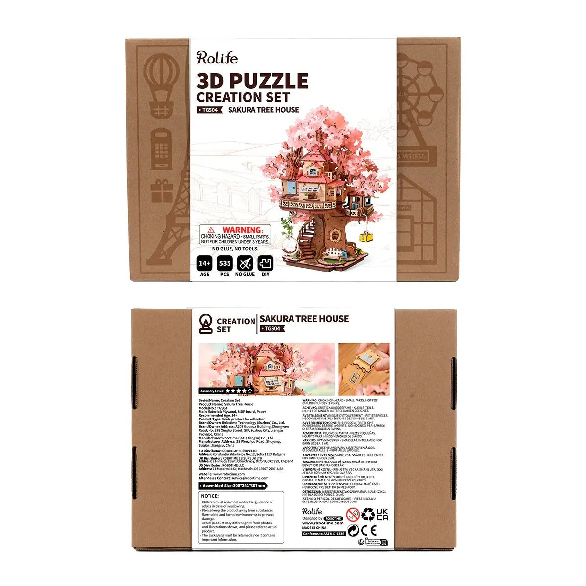 Rolife Sakura Tree House DIY Wooden 3D Puzzle Toys Quiz