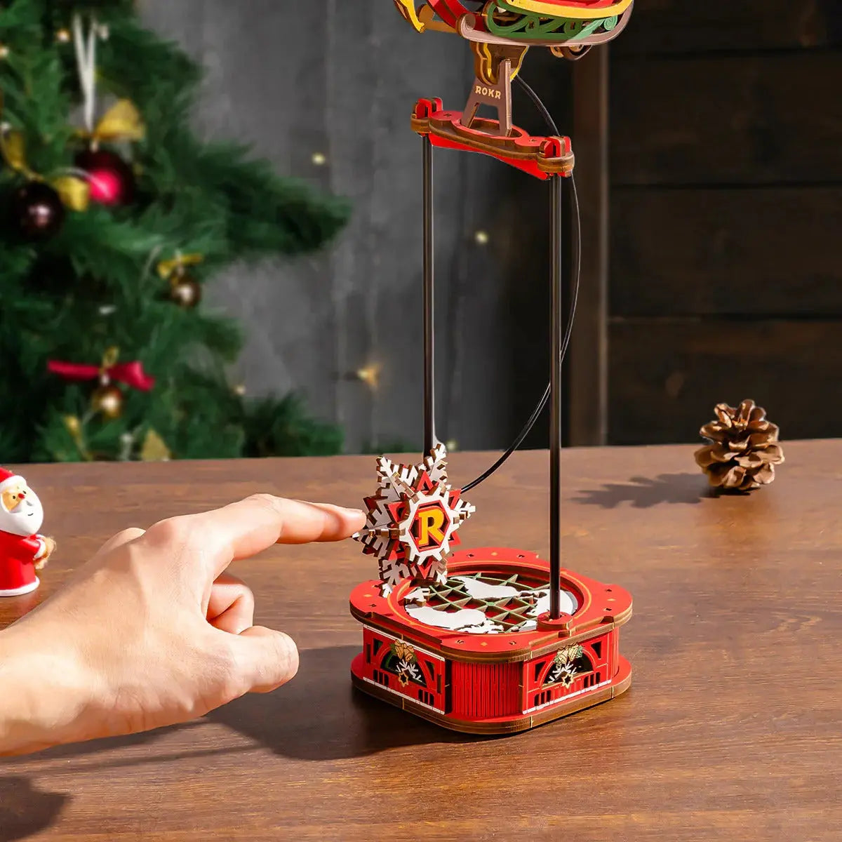 ROKR Santa on Sleigh Pendulum Balance Toy 3D Wooden Puzzle Toys Quiz