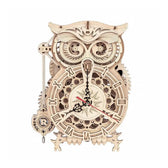 ROKR Owl Hodiny Mechanické Gears 3D dřevěné puzzle Toys Quiz