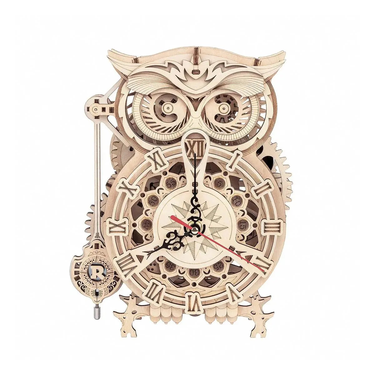 ROKR Owl Clock Mechanical Gears 3D Wooden Puzzle Toys Quiz