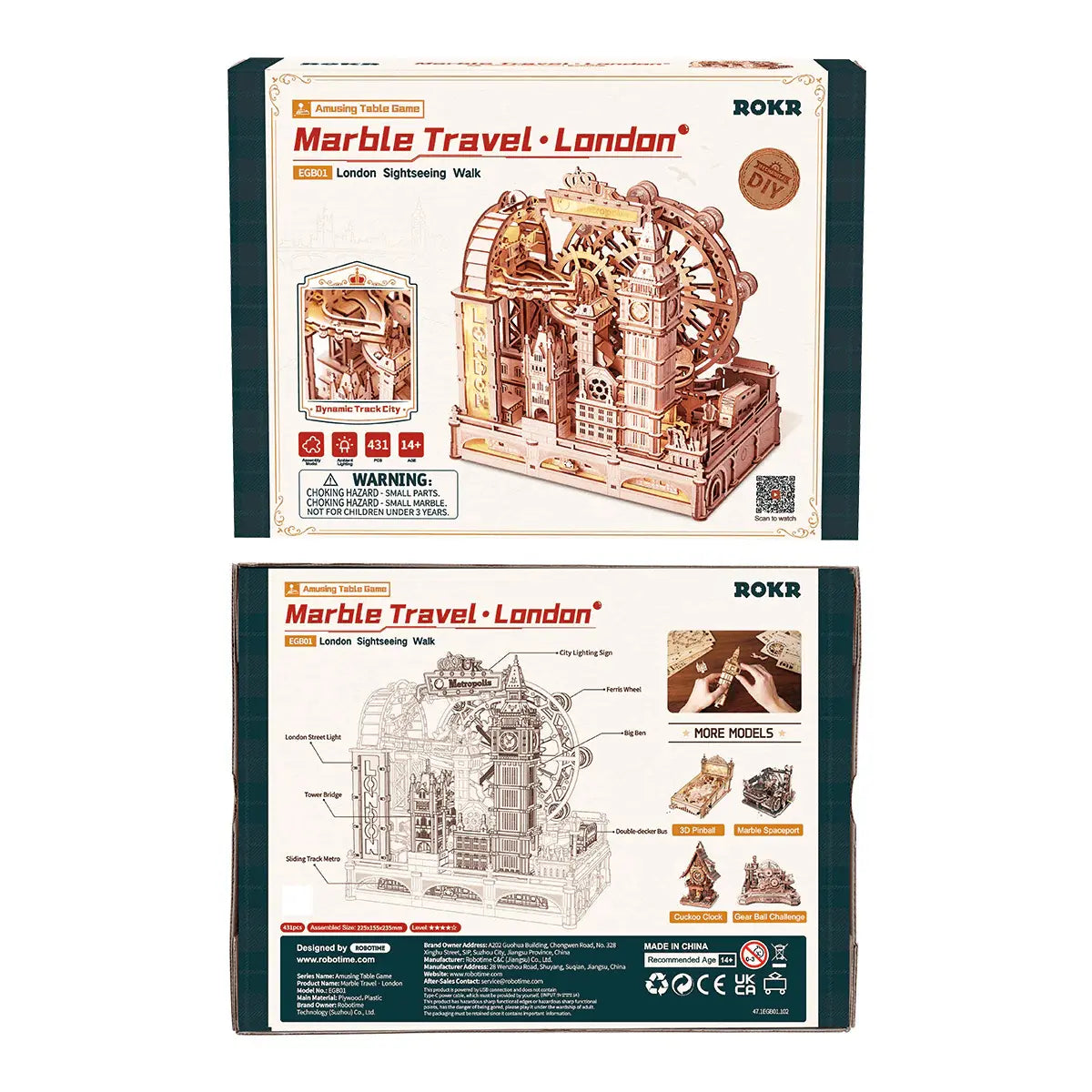 Marble Travel • London Marble Run Wooden 3D Puzzle - Toys Quiz