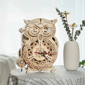 ROKR Owl Hodiny Mechanické Gears 3D dřevěné puzzle Toys Quiz