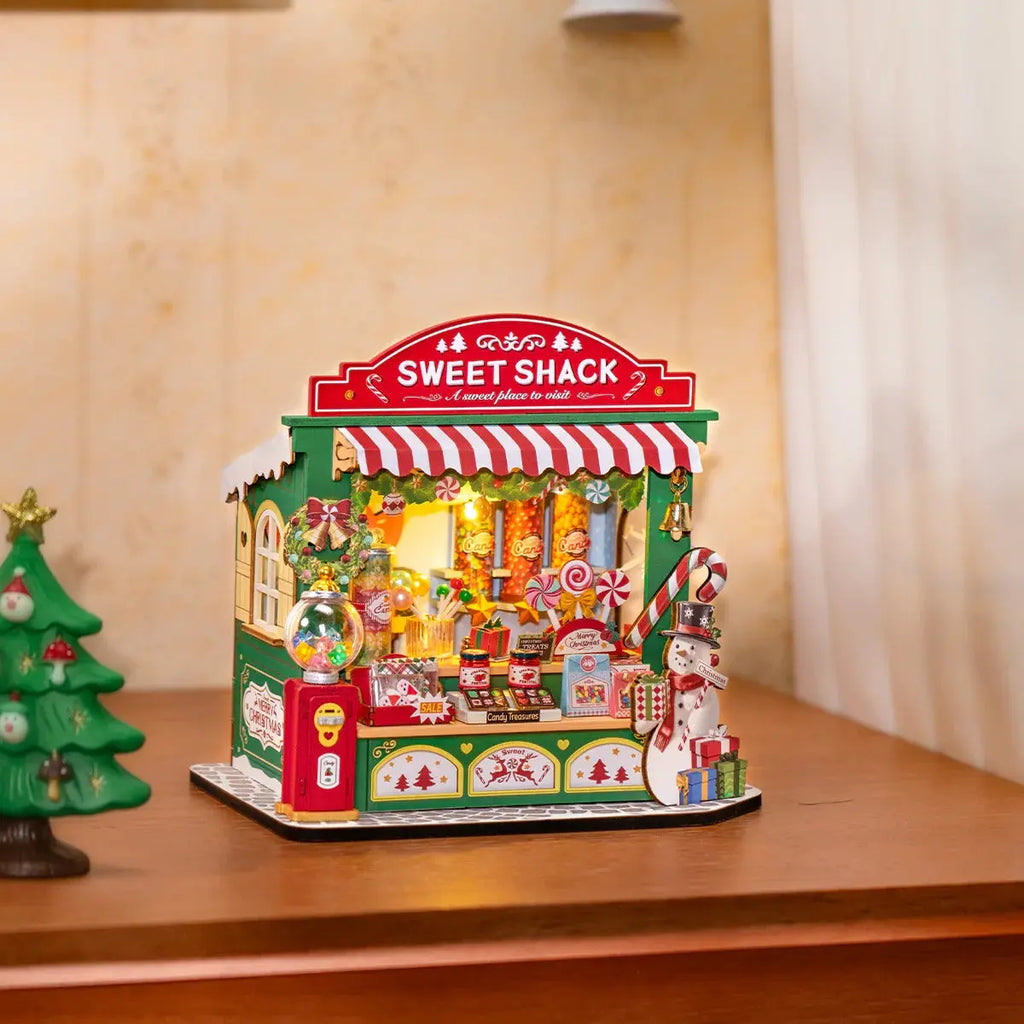 Rolife Christmas Candy Stand DIY Miniature House Toys Quiz