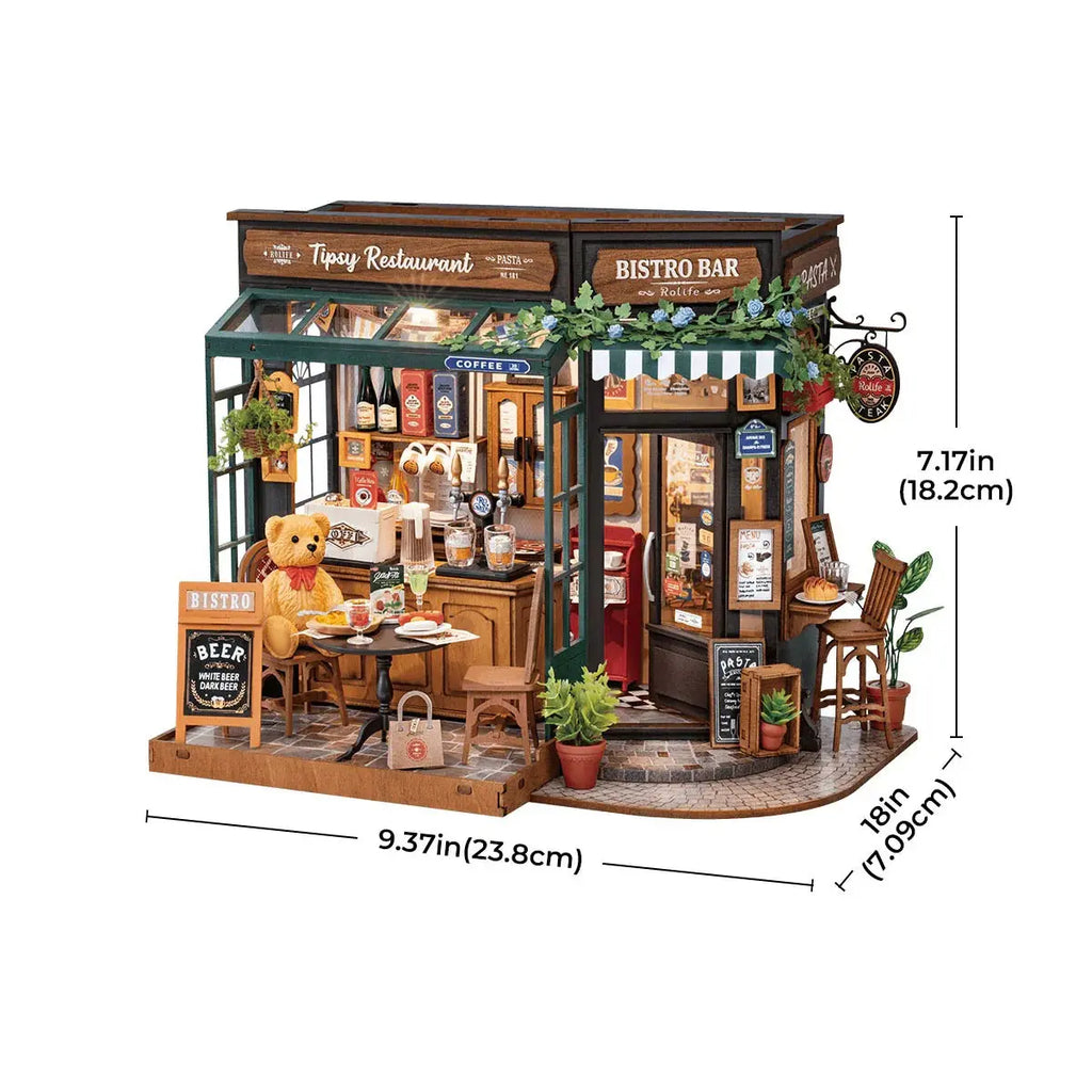 Rolife Tipsy Restaurant DIY Miniature House Toys Quiz
