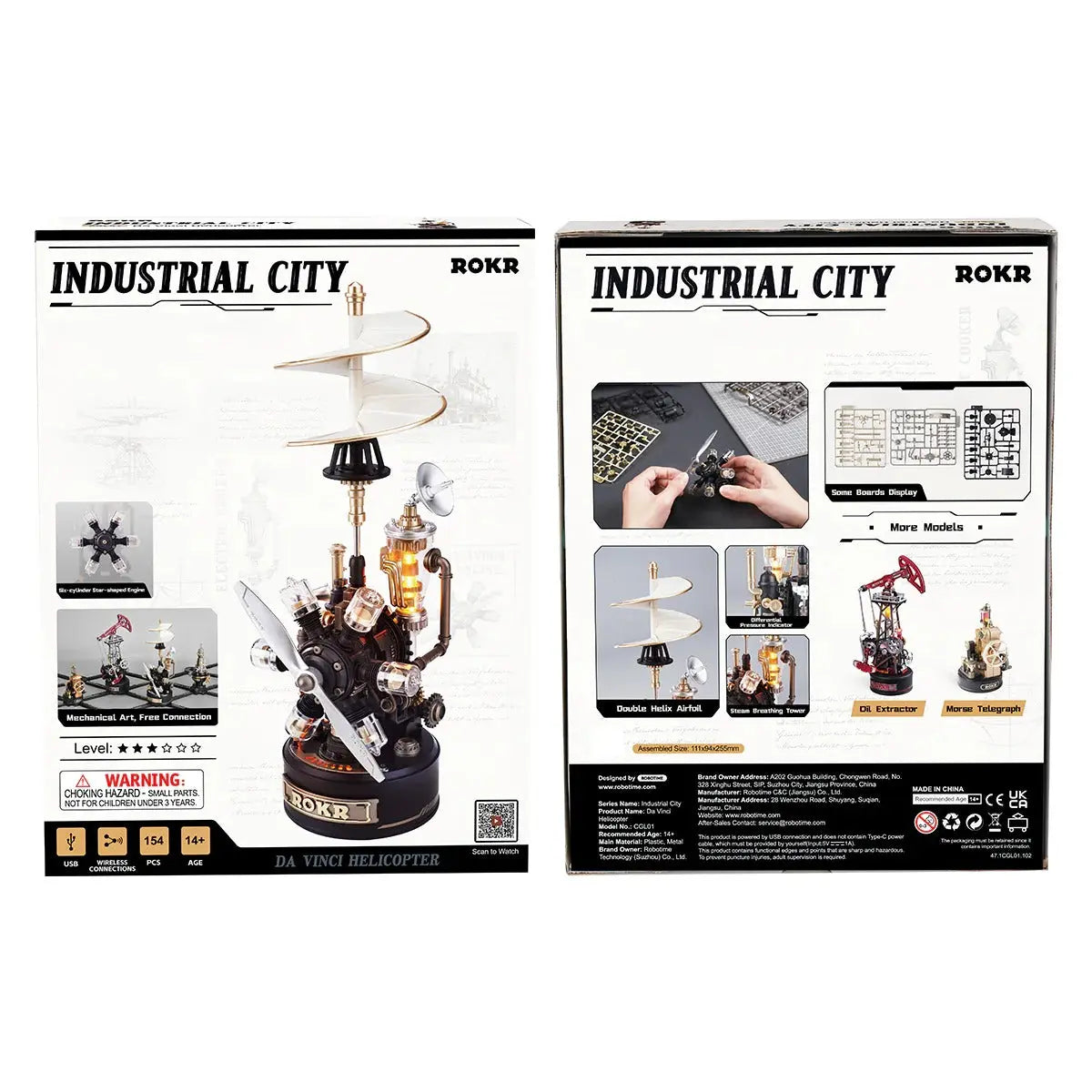 ROKR Leonardo da Vinci's Helicopter Mechanical 3D Puzzle Toys Quiz