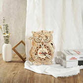 ROKR Owl Hodiny Mechanické Gears 3D dřevěné puzzle Toys Quiz