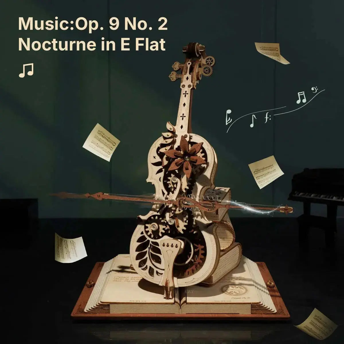ROKR Magic Cello Mechanical Music Box 3D Wooden Puzzle Toys Quiz