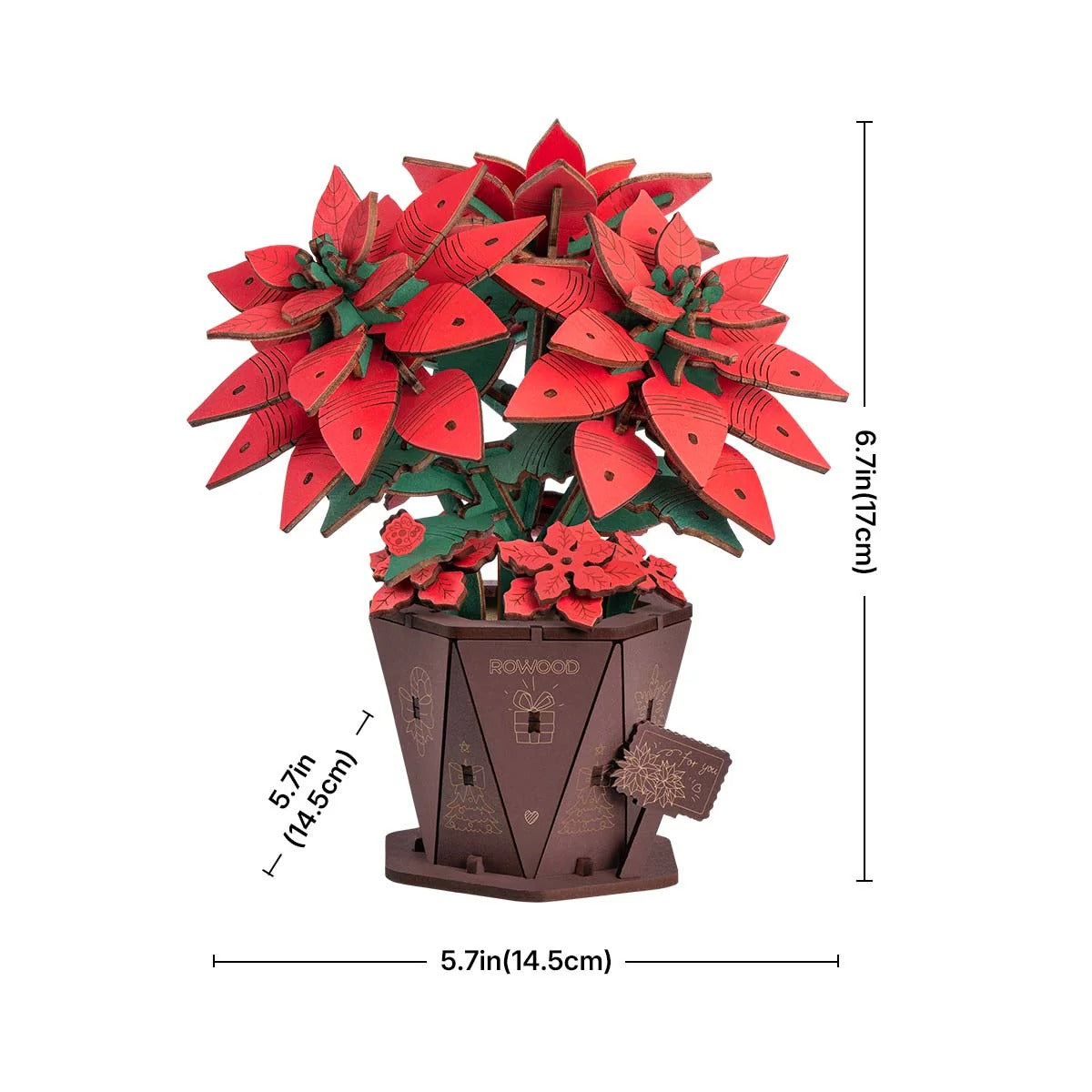 Rowood Poinsettia DIY Flower Bouquet 3D Wooden Puzzle