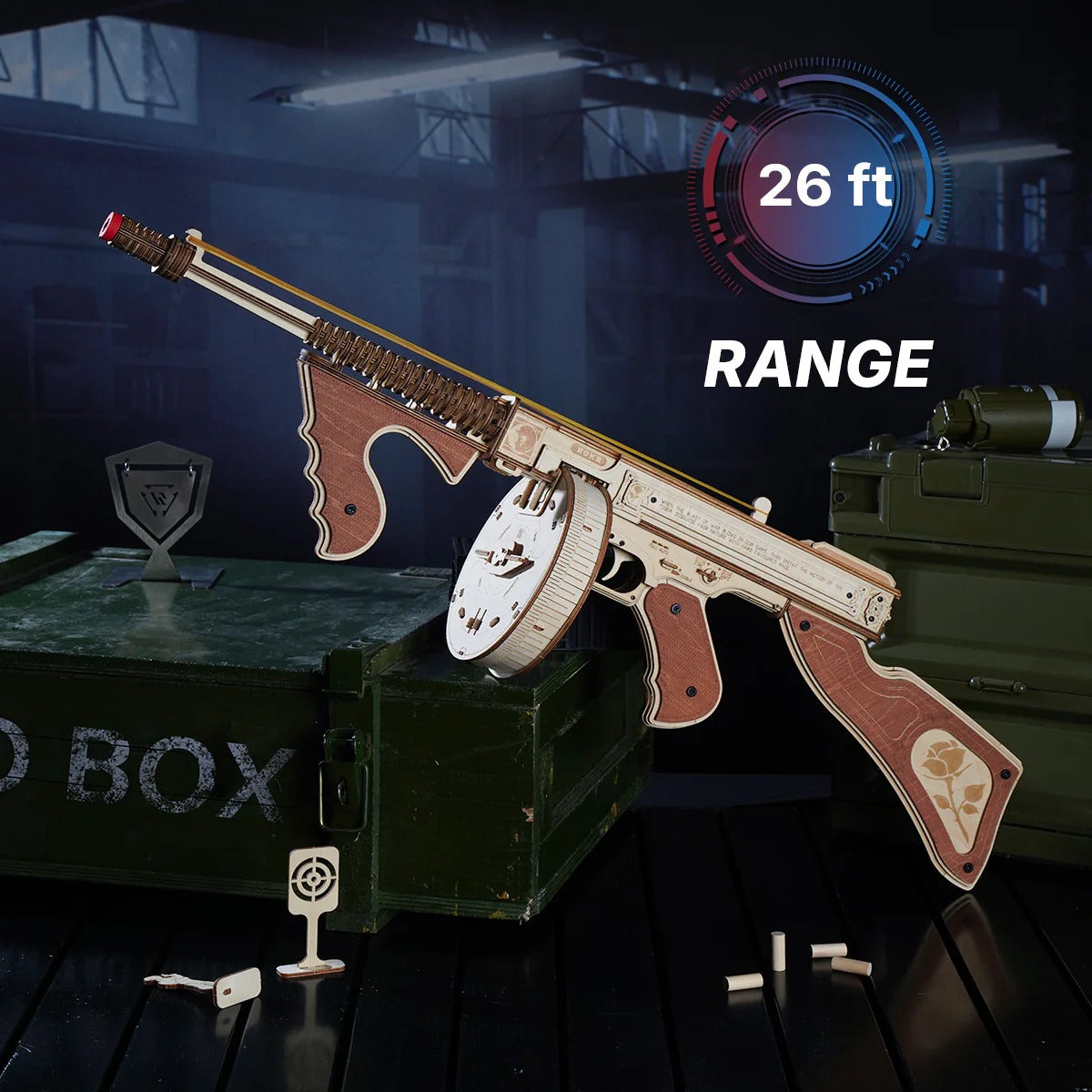 ROKR Thompson Submachine Toy Gun 3D Wooden Puzzle