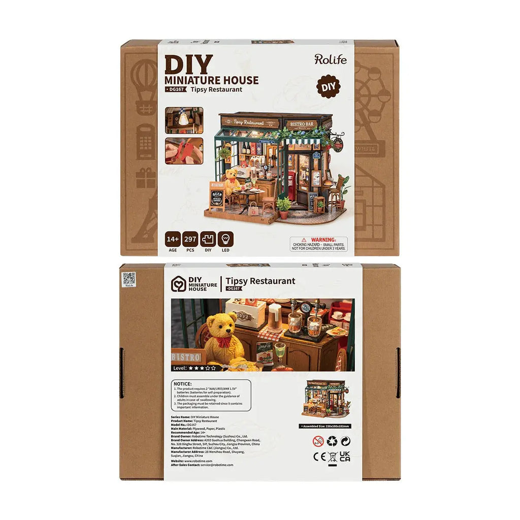 Rolife Tipsy Restaurant DIY Miniature House Toys Quiz