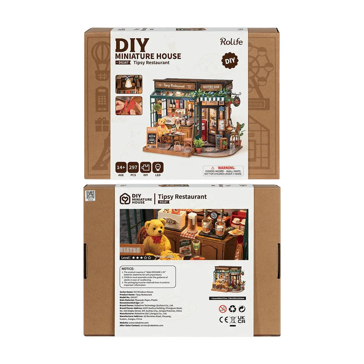 Rolife Tipsy Restaurant DIY Miniature House Toys Quiz